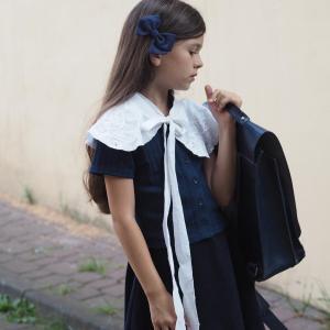 Duża kokardka lniana granatowa
