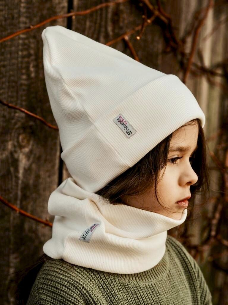 Czapka prążkowana śmietankowa