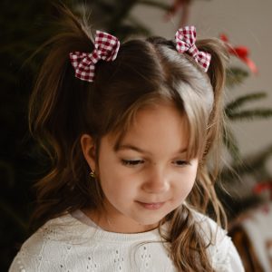 Mała kokardka bordowa krata
