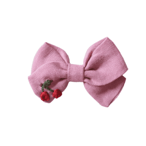 Lniana kokardka Różowa Cherry