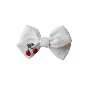 Lniana kokardka Śmietankowa Cherry