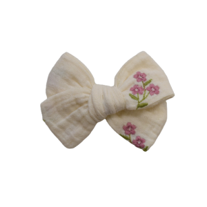 Kokardka kremowa w drobne kwiaty