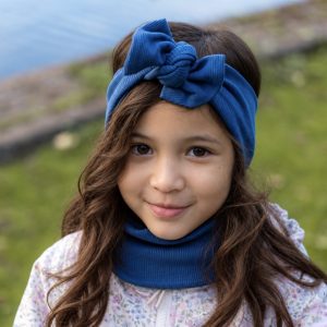Opaska z kokardą denim blue