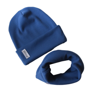 Komplet czapka z kominem denim blue